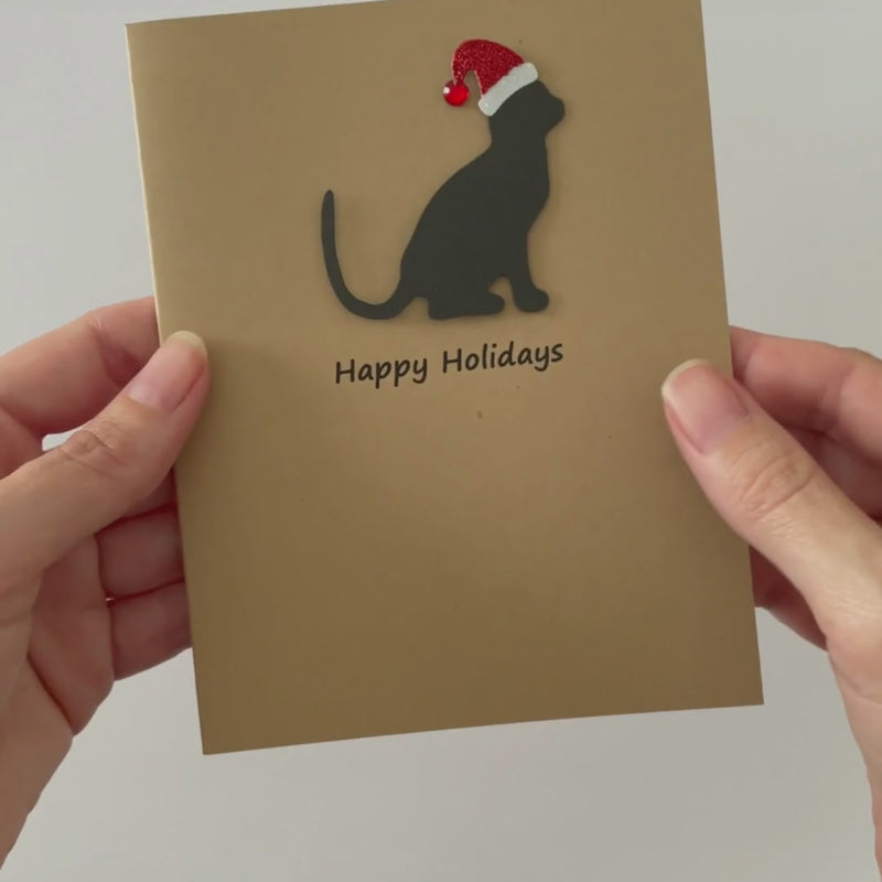 Cat Christmas Cards | Single Card or 10 Pack | 25 Cat Colors Available | Choose Phrases