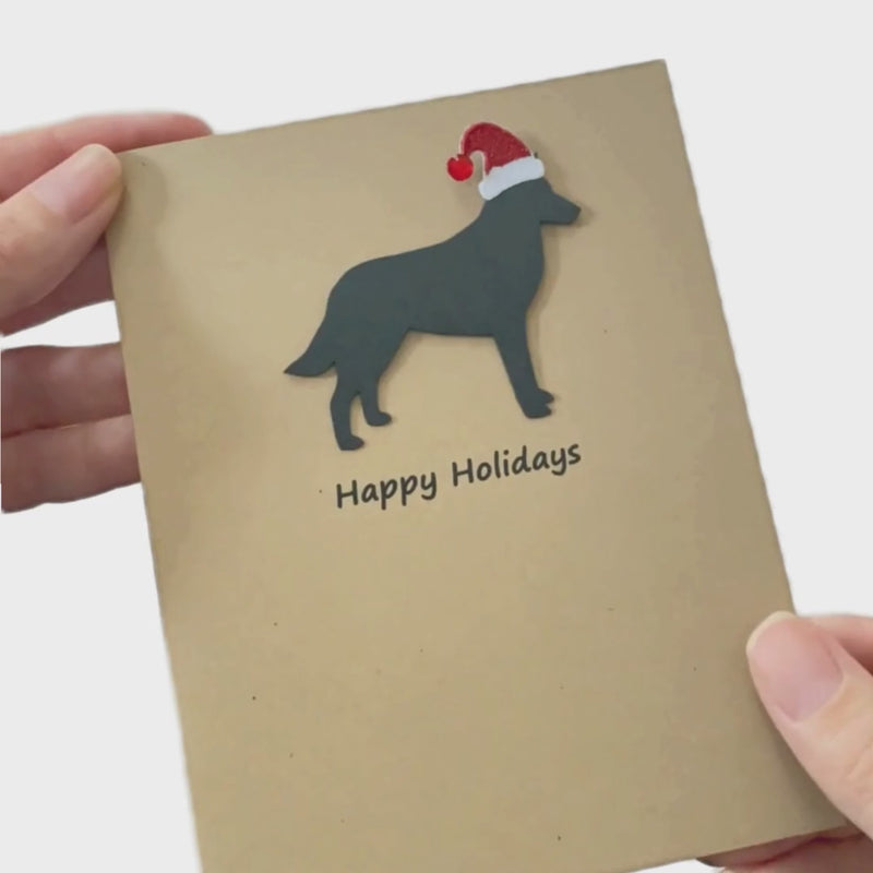 Belgian Malinois Christmas Card | Single or Pack of 10 | 25 Dog Colors | Choose Phrases | Santa Hat
