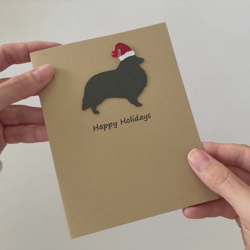 Shetland Sheepdog Christmas Card | Single or Pack of 10 | 25 Dog Colors | Choose Phrases | Santa Hat