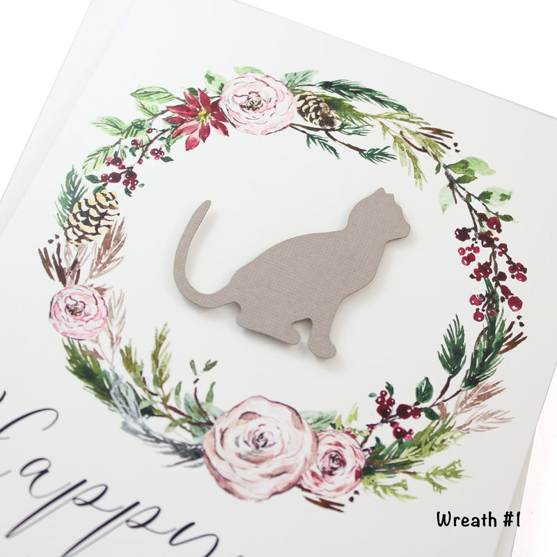 Cat and Wreath Christmas Card
