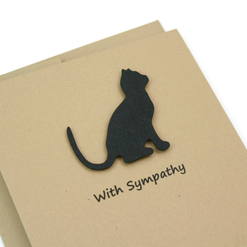 Cat Sympathy Card | Handmade Cat Greeting Card | Single Card or 10 Pack | 25 Cat Colors Available | Choose Inside Phrase