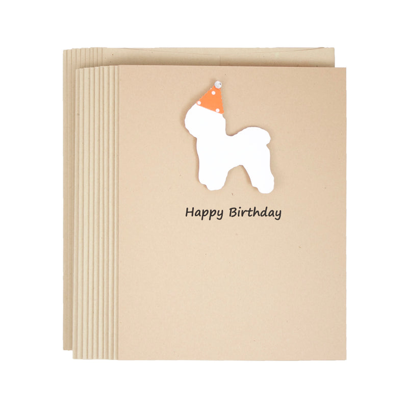 Bichon Frise Birthday Cards | Handmade White Dog Greeting Card | Single or 10 Pack | Choose Inside