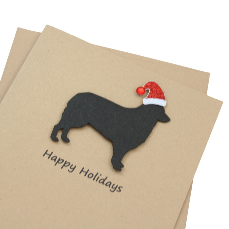 Border Collie Christmas Card | Single or Pack of 10 | 25 Dog Colors | Choose Phrases | Santa Hat