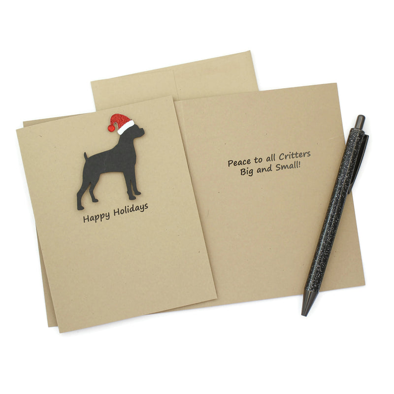 Boxer Christmas Card | Single or Pack of 10 | 25 Dog Colors | Choose Phrases | Santa Hat