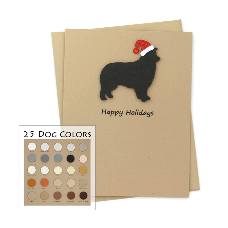 Australian Shepherd Christmas Card | Single or Pack of 10 | 25 Dog Colors | Choose Phrases | Santa Hat