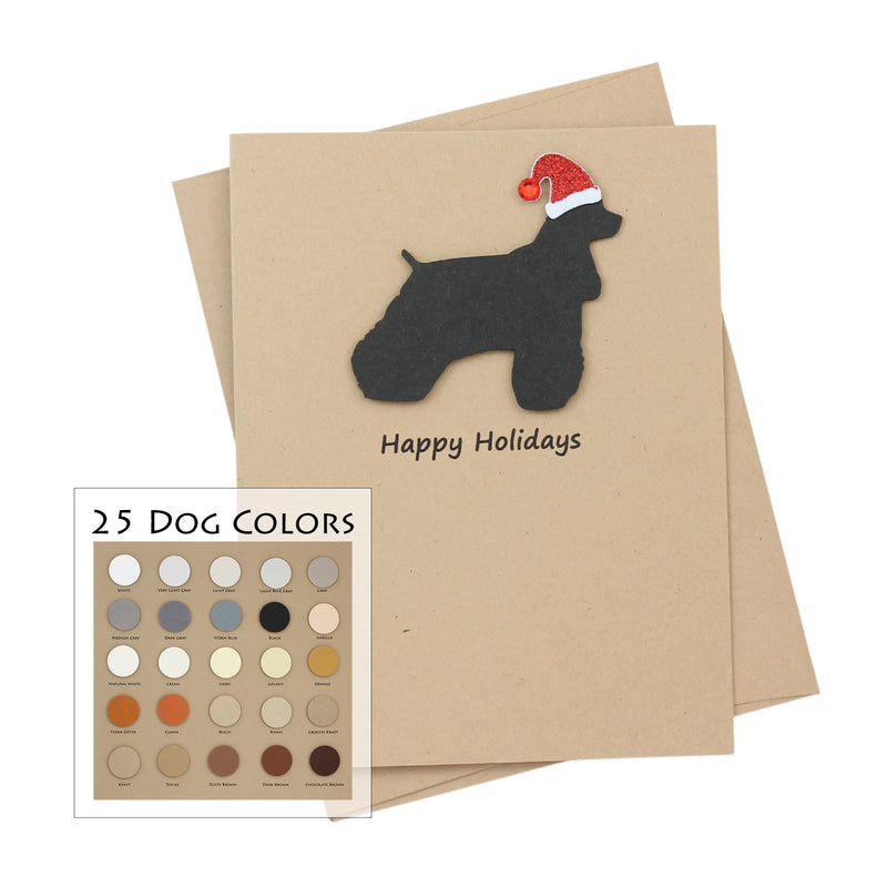 Cocker Spaniel Christmas Card | Single or Pack of 10 | 25 Dog Colors | Choose Phrases | Santa Hat