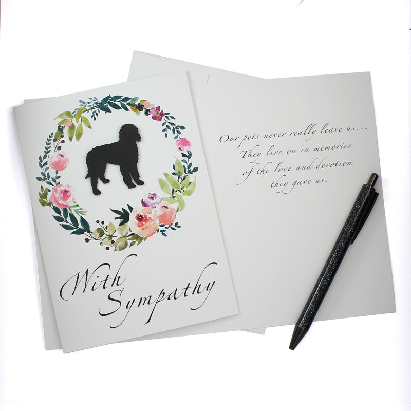 Dog Floral Wreath Sympathy Card | 200+ Dog Breeds Available | Handmade 5x7 Pet Condolences Greeting | White or Kraft Brown Choose Inside