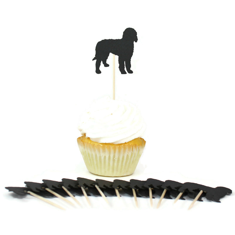 Bernedoodle Cupcake Toppers Set of 12 | Black Labradoodle Party Decorations | Dog Birthday Decor