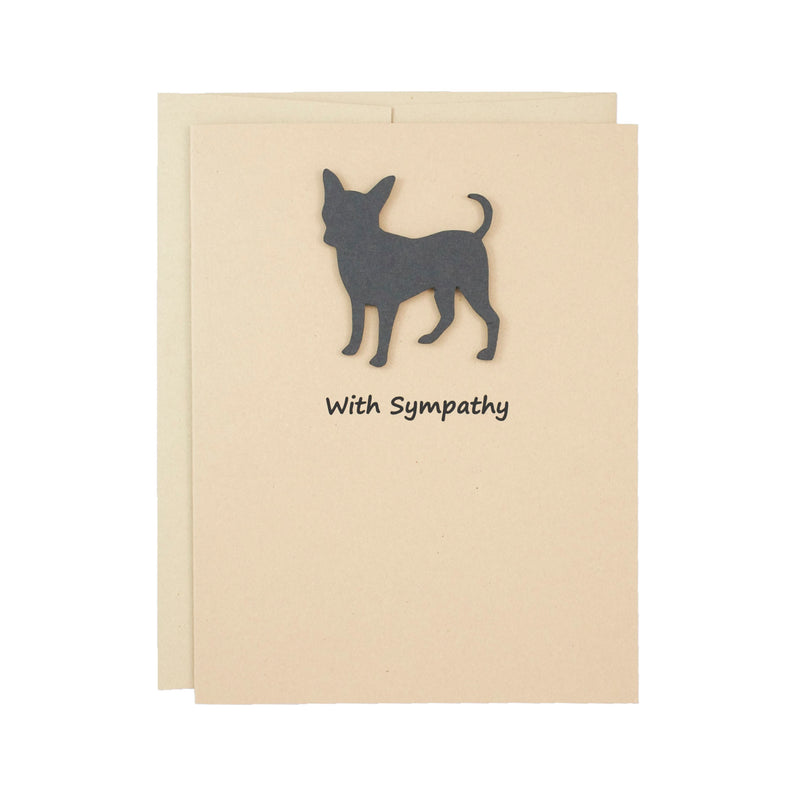 Smooth Coat Chihuahua Sympathy Card | Single Card or 10 Pack | Black Dog Greeting Cards | Choose Inside Phrase