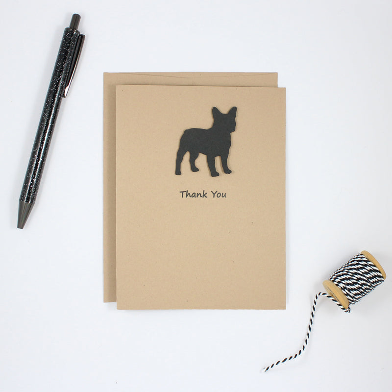 French Bulldog Thank You Card Black Frenchie Dog Greeting Cards Dog Thank You Cards - Embellish by Jackie