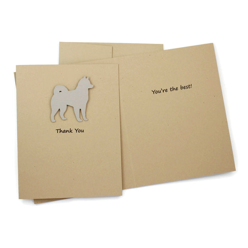 Alaskan Malamute Thank You Card | 25 Dog Colors Available | Choose Inside Phrase | Single Card or 10 Pack