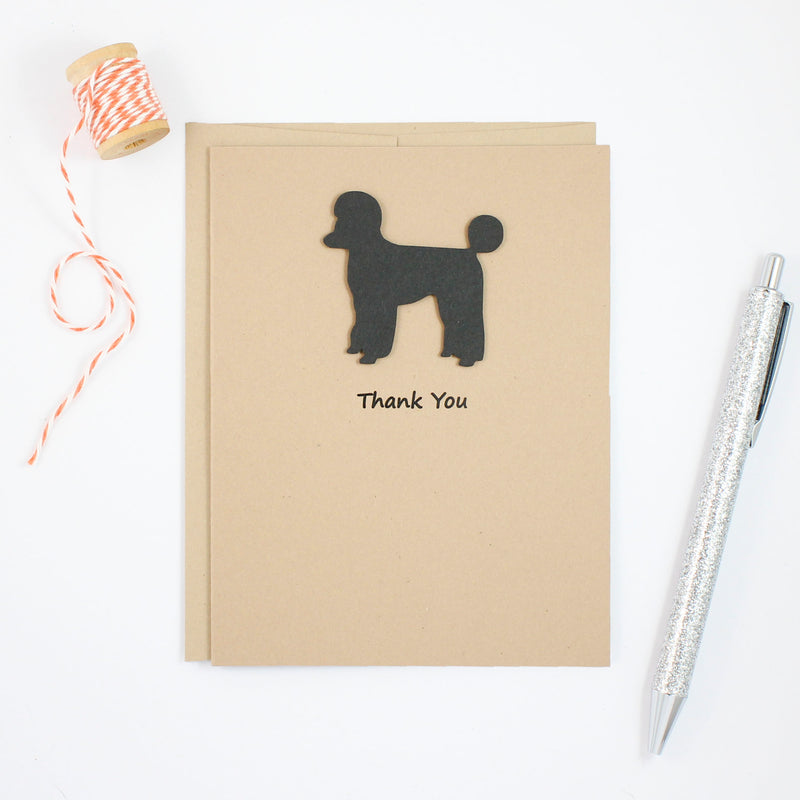 Poodle Thank You Card | Handmade Dog Cards | Single or 10 Pack Toy Miniature Standard Sporting Clip