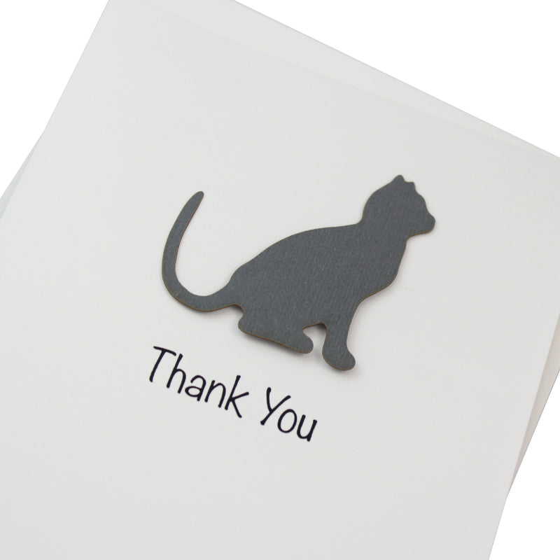 Cat Thank You Greeting Cards 10 Pack | Handmade Cat Greeting Cards | 25 Cat Colors Available | Choose Inside Phrase | Cat Notecards White