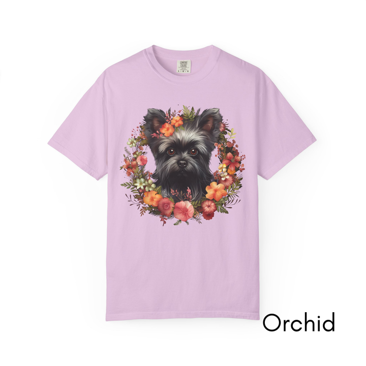 Affenpinscher Floral Wreath T-Shirt | Dog Portrait, Floral Circle