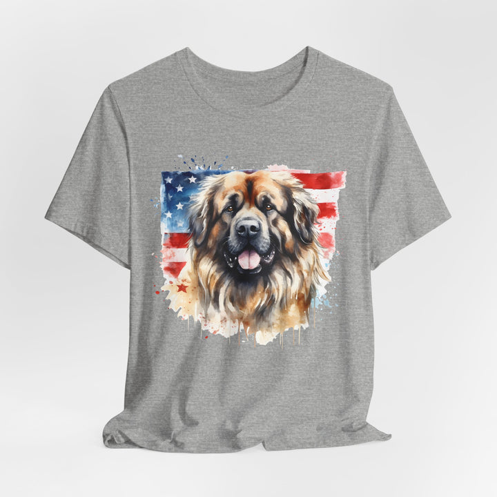 Leonberger Dog with American Flag T-Shirt | Patriotic Leonberger Tee - Embellish by Jackie - Handmade Greeting Cards