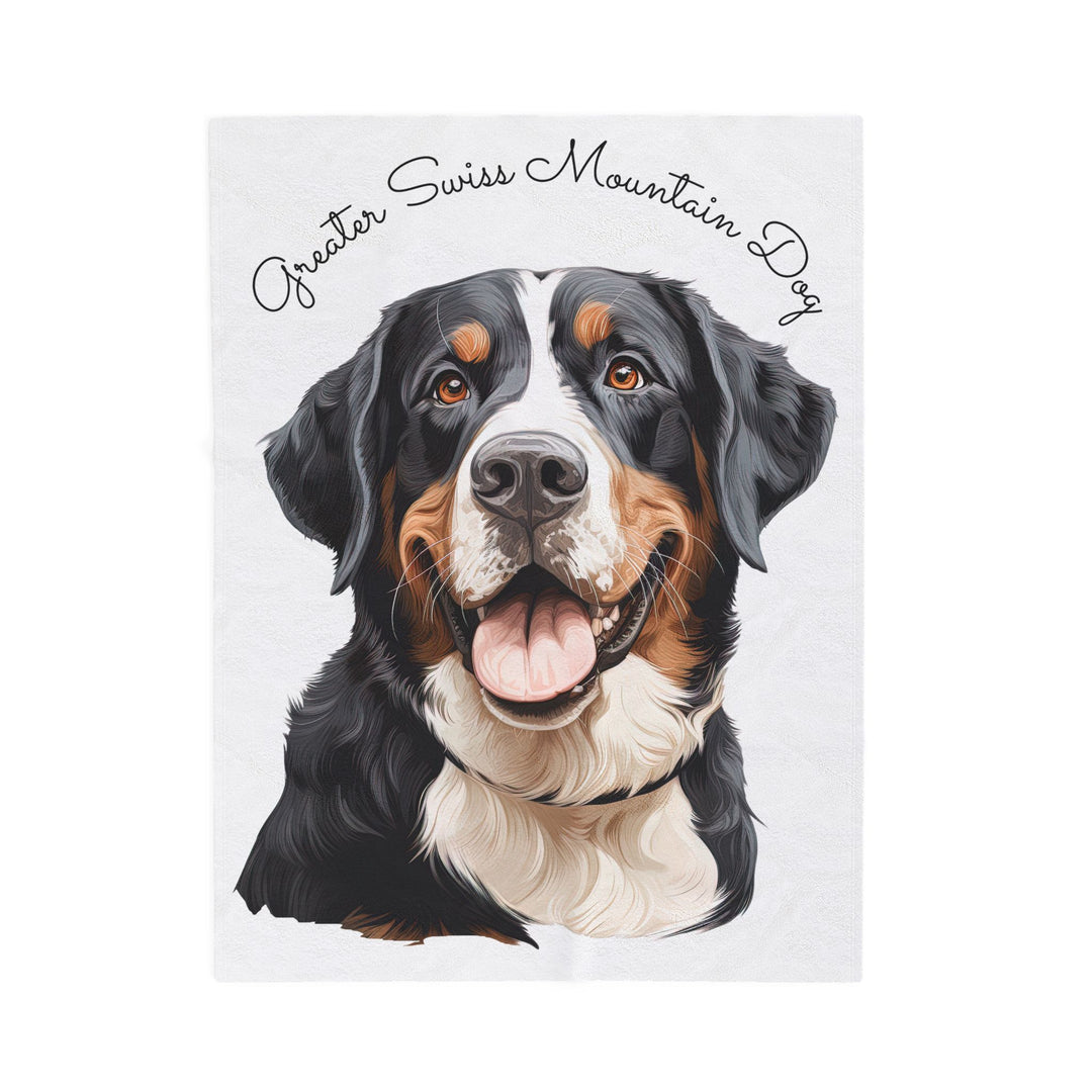 Greater Swiss Mountain Dog Face Velveteen Plush Blanket — Cozy Dog Portrait Throw - Embellish by Jackie - Handmade Greeting Cards