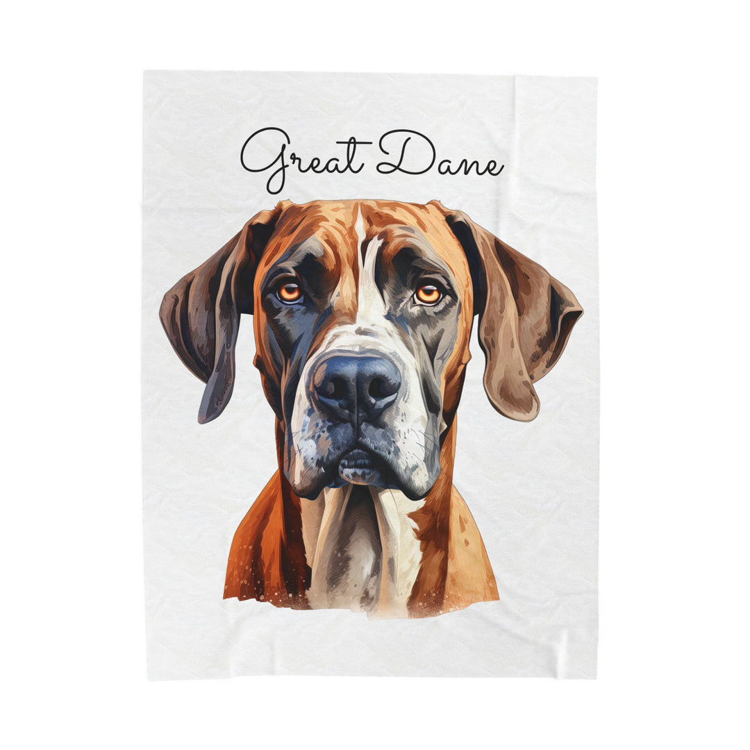 Fawn and White Great Dane Face Velveteen Plush Blanket - Embellish by Jackie - Handmade Greeting Cards