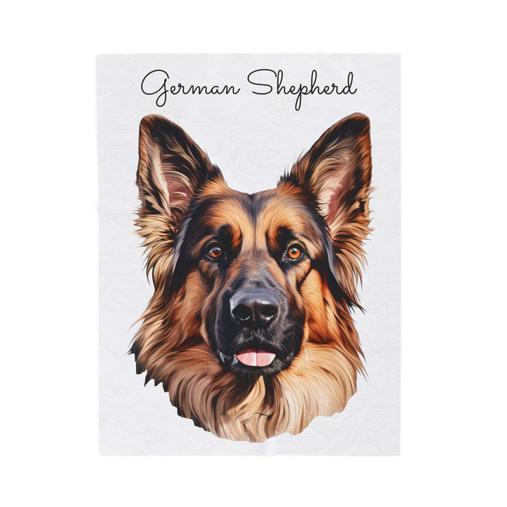 German Shepherd Dog Face Velveteen Plush Blanket | Cozy Pet Portrait Throw - Embellish by Jackie - Handmade Greeting Cards
