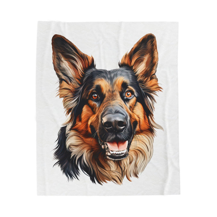 German Shepherd Dog Face Velveteen Plush Blanket - Embellish by Jackie - Handmade Greeting Cards