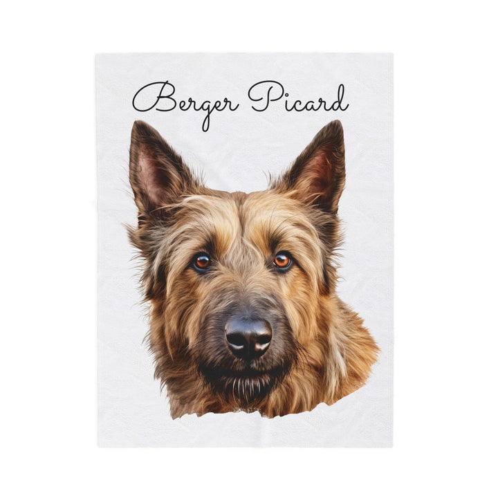 Berger Picard Velveteen Plush Blanket with White Background - 3 Sizes available cozy throw dog lover - Pet mom gift
