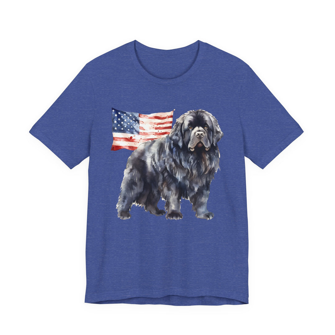 Black Newfoundland Dog American Flag T-Shirt | Patriotic Pet Tee - Embellish by Jackie - Handmade Greeting Cards