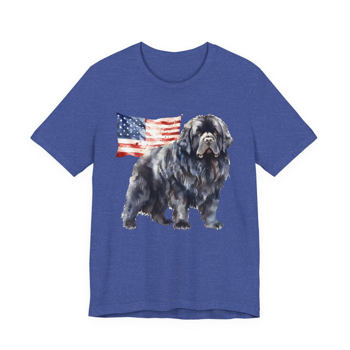 Black Newfoundland Dog American Flag T-Shirt | Patriotic Pet Tee - Embellish by Jackie - Handmade Greeting Cards
