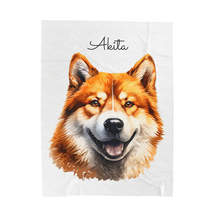 Akita Red Fawn Velveteen Plush Blanket with White Background - 3 Sizes available cozy throw dog lover