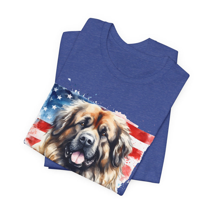 Leonberger Dog with American Flag T-Shirt | Patriotic Leonberger Tee - Embellish by Jackie - Handmade Greeting Cards
