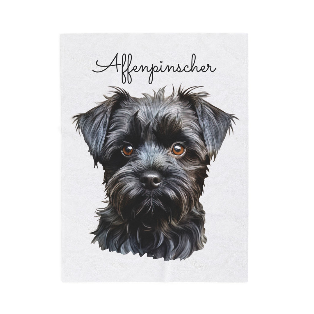 Affenpinscher Velveteen Plush Blanket with White Background - 3 Sizes available cozy throw dog lover - Pet mom gift