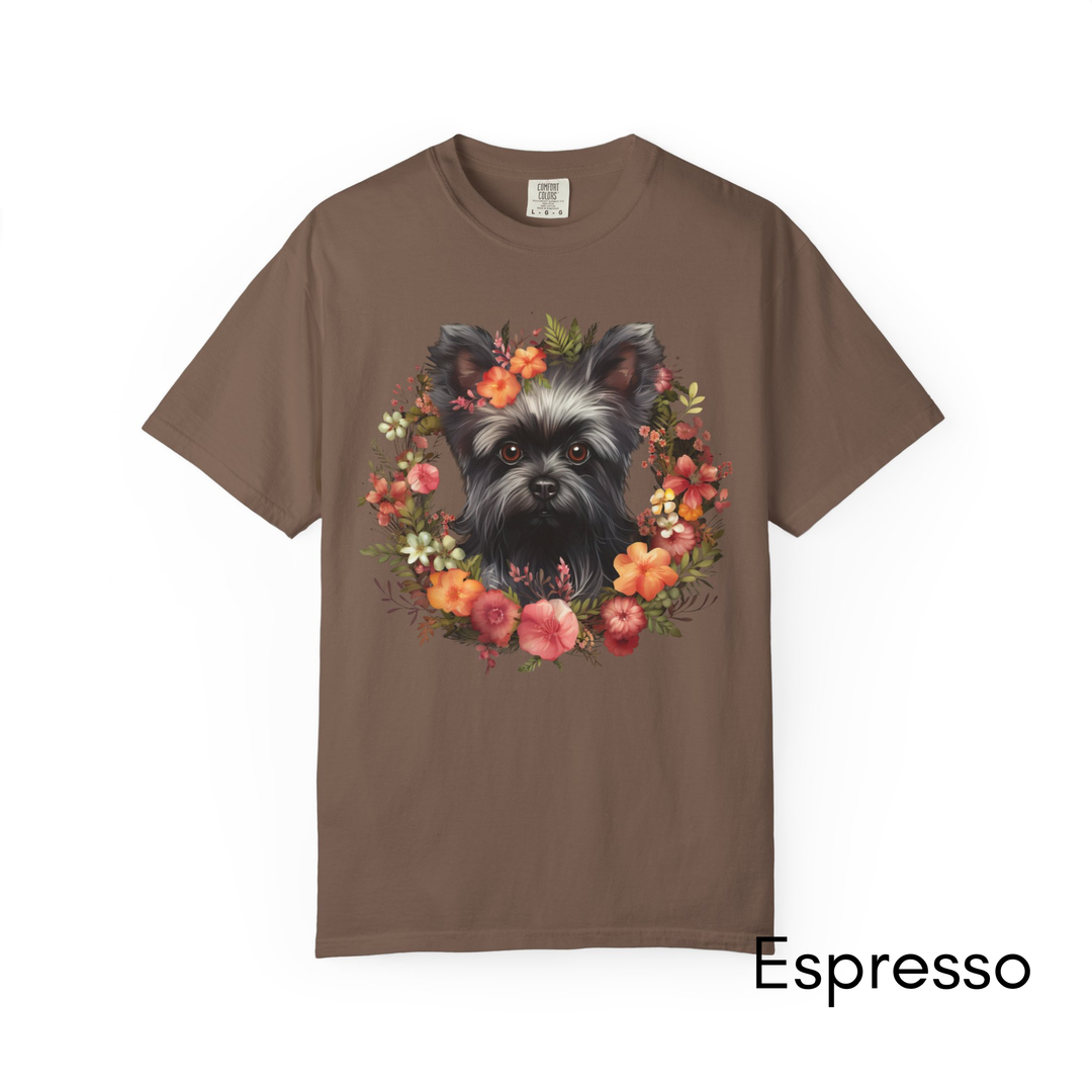 Affenpinscher Floral Wreath T-Shirt | Dog Portrait, Floral Circle