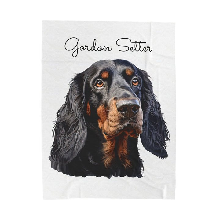 Gordon Setter Dog Face Velveteen Plush Blanket | Cozy Pet Portrait Throw - Embellish by Jackie - Handmade Greeting Cards