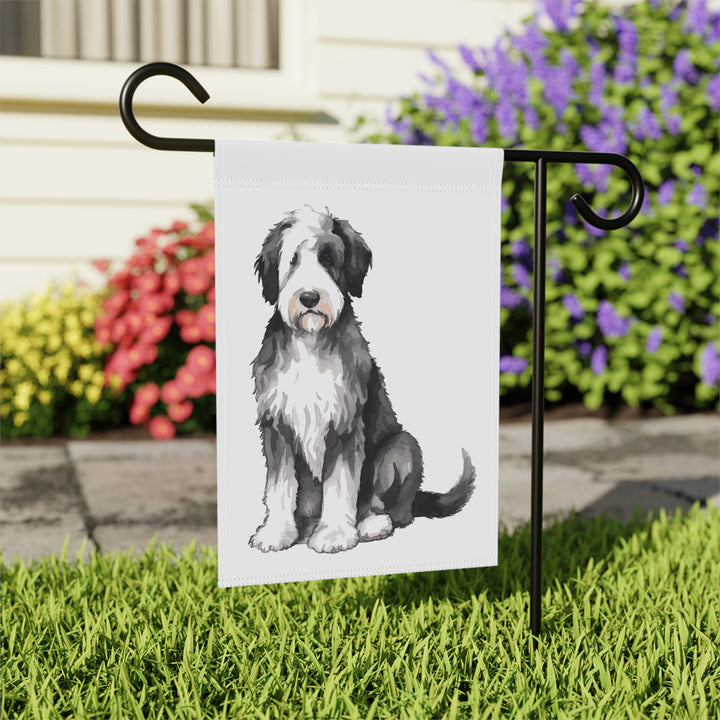Sheepadoodle - Garden Banner Flag - Cute Watercolor Dog themed - Sheepie Old English Sheepdog
