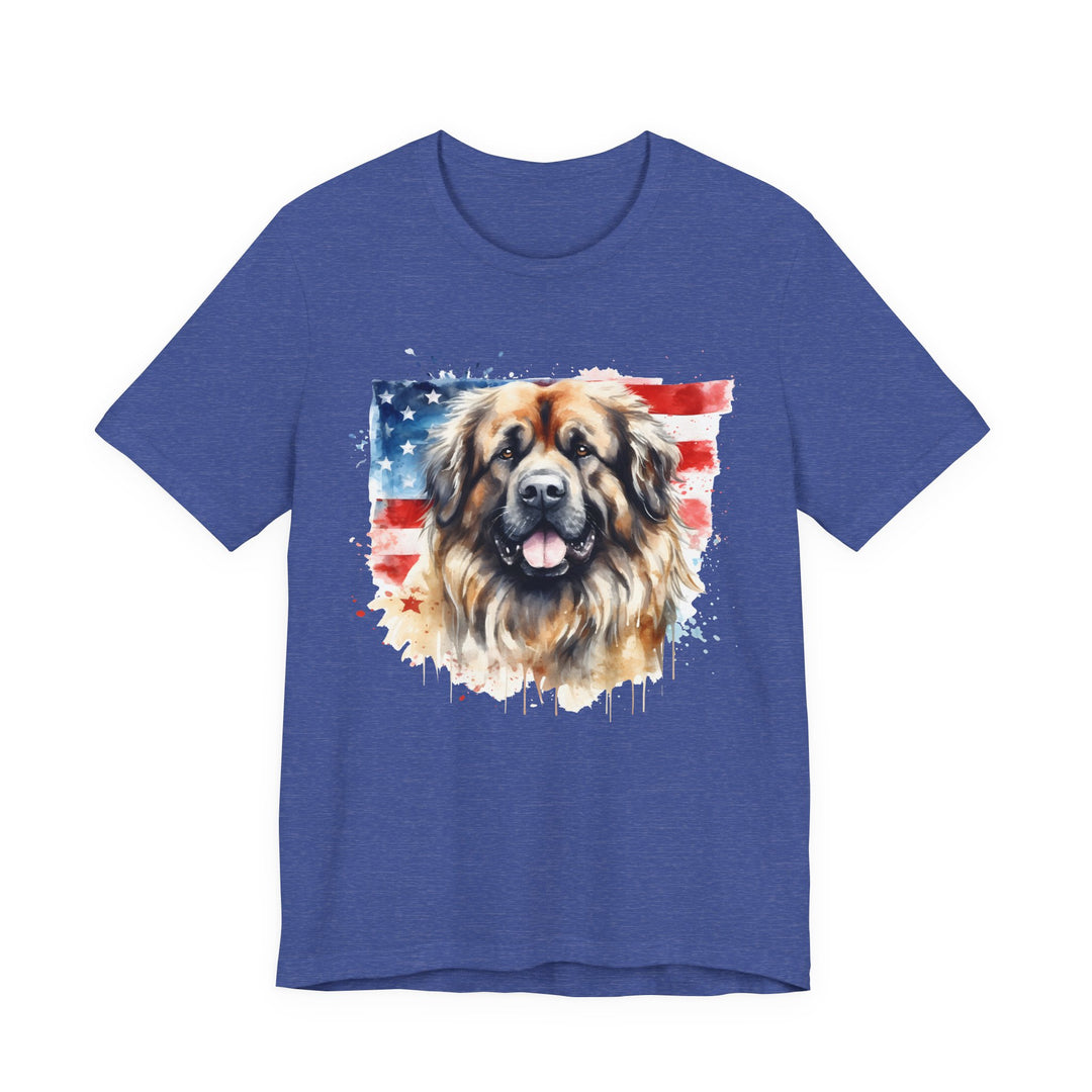 Leonberger Dog with American Flag T-Shirt | Patriotic Leonberger Tee - Embellish by Jackie - Handmade Greeting Cards