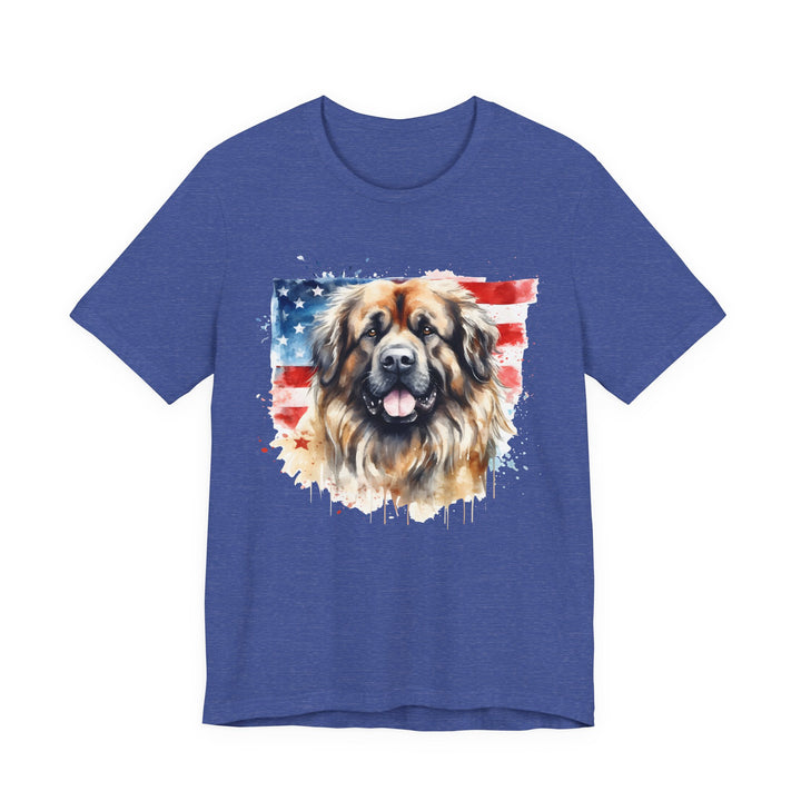 Leonberger Dog with American Flag T-Shirt | Patriotic Leonberger Tee - Embellish by Jackie - Handmade Greeting Cards