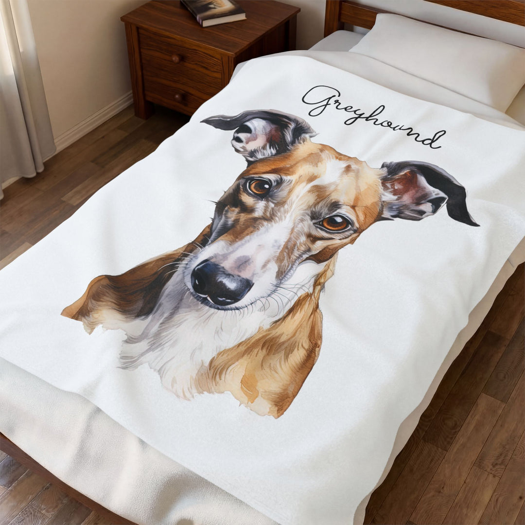 Greyhound dog velveteen plush blanket | cozy fleece throw - Embellish by Jackie - Handmade Greeting Cards