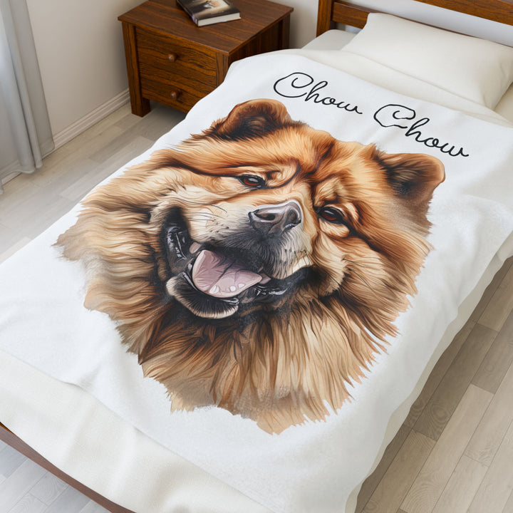 Chow Chow Velveteen Plush Blanket with White Background - 3 Sizes available cozy throw dog lover - Pet mom gift