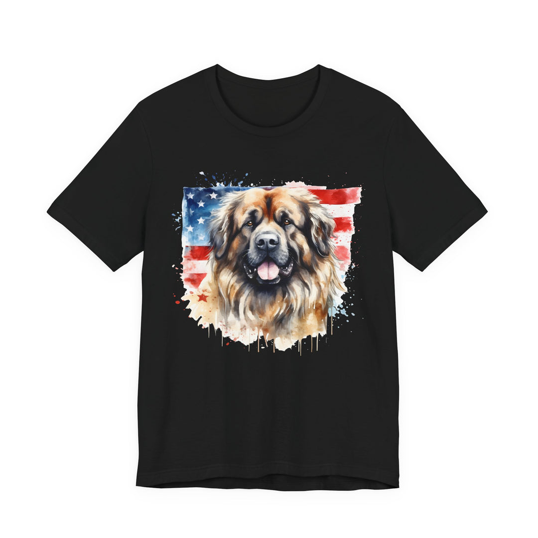 Leonberger Dog with American Flag T-Shirt | Patriotic Leonberger Tee - Embellish by Jackie - Handmade Greeting Cards