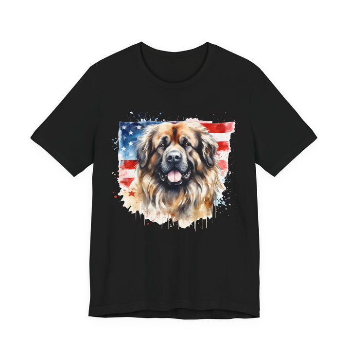 Leonberger Dog with American Flag T-Shirt | Patriotic Leonberger Tee - Embellish by Jackie - Handmade Greeting Cards