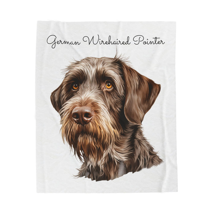 German Wirehaired Pointer Face Velveteen Plush Blanket | Dog Throw