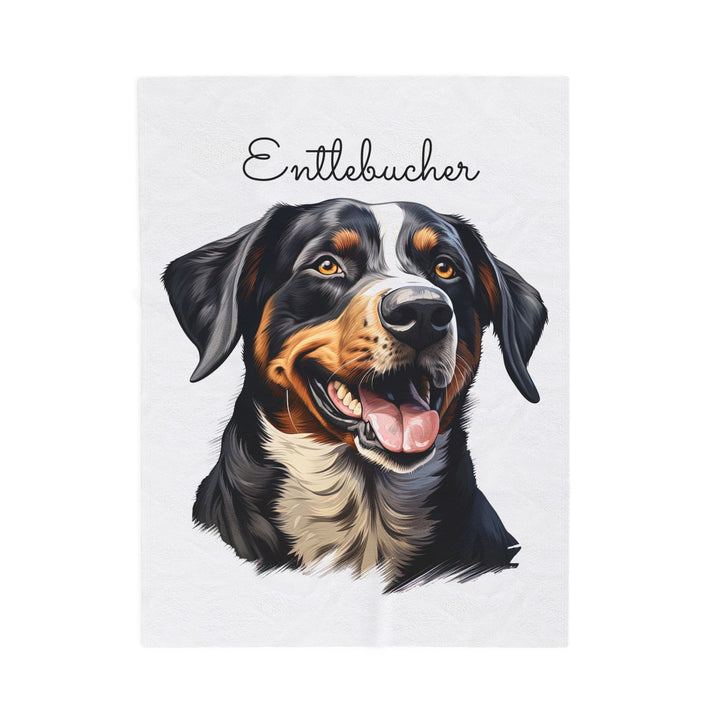 Entlebucher Mountain Dog Velveteen Plush Blanket with White Background - 3 Sizes available cozy throw dog lover - Pet mom gift