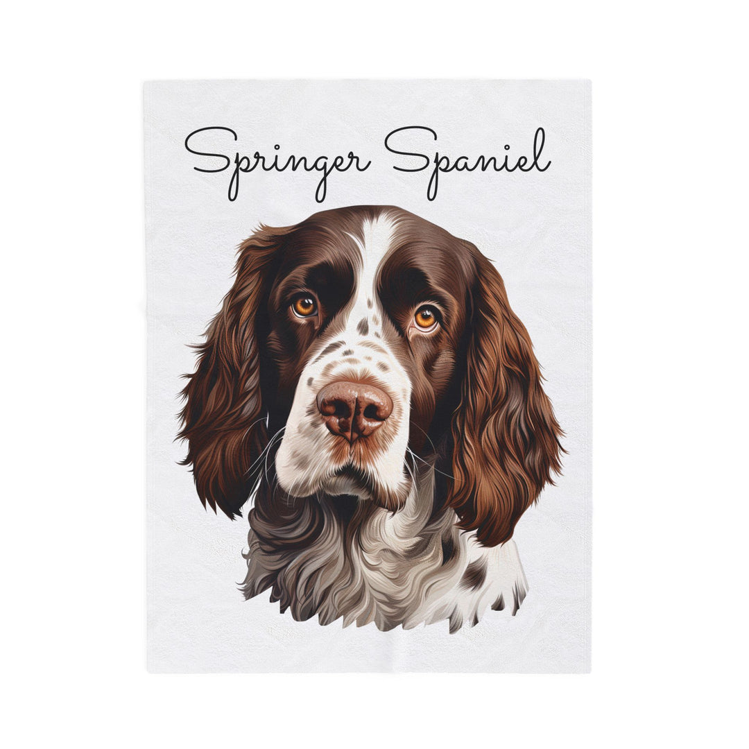 Springer Spaniel Velveteen Plush Blanket with White Background - 3 Sizes available cozy throw dog lover - Pet mom gift