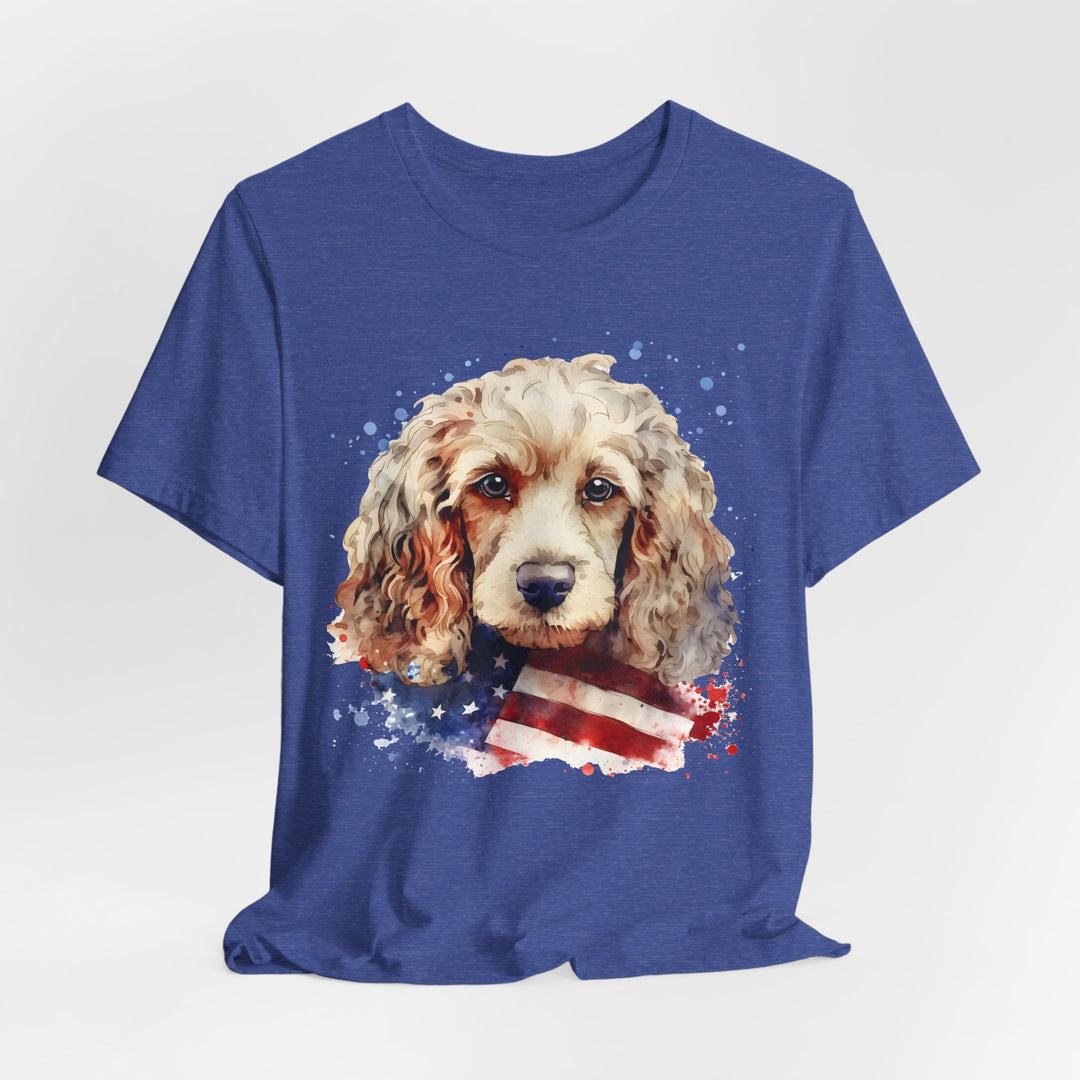 Tan Cocker Spaniel with American Flag T-Shirt | Dog Lover Tee - Embellish by Jackie - Handmade Greeting Cards