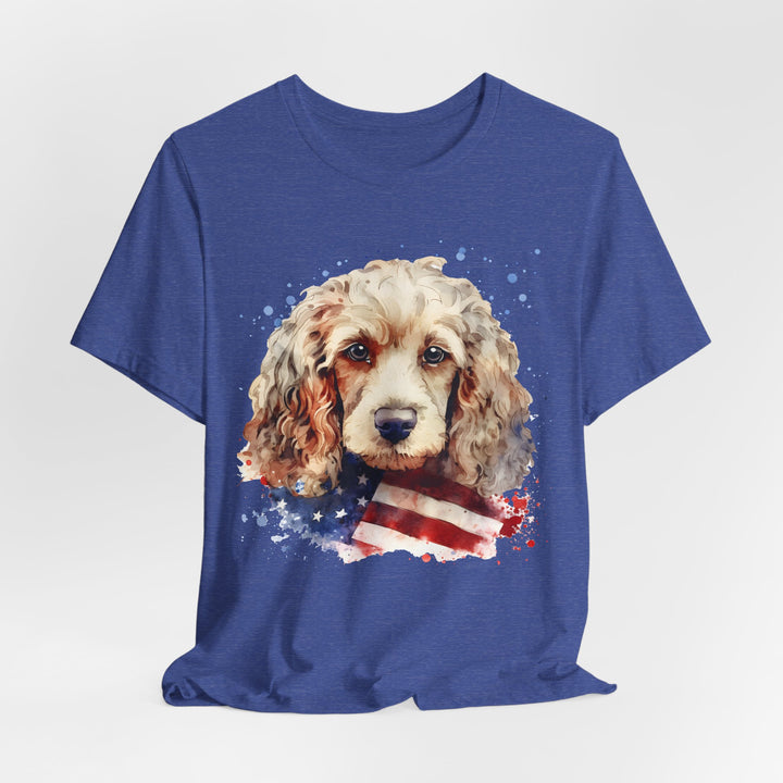 Tan Cocker Spaniel with American Flag T-Shirt | Dog Lover Tee - Embellish by Jackie - Handmade Greeting Cards