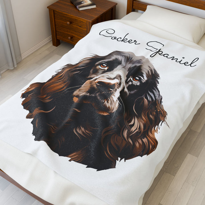 Brown Cocker Spaniel Dog Face Velveteen Plush Blanket - Embellish by Jackie - Handmade Greeting Cards