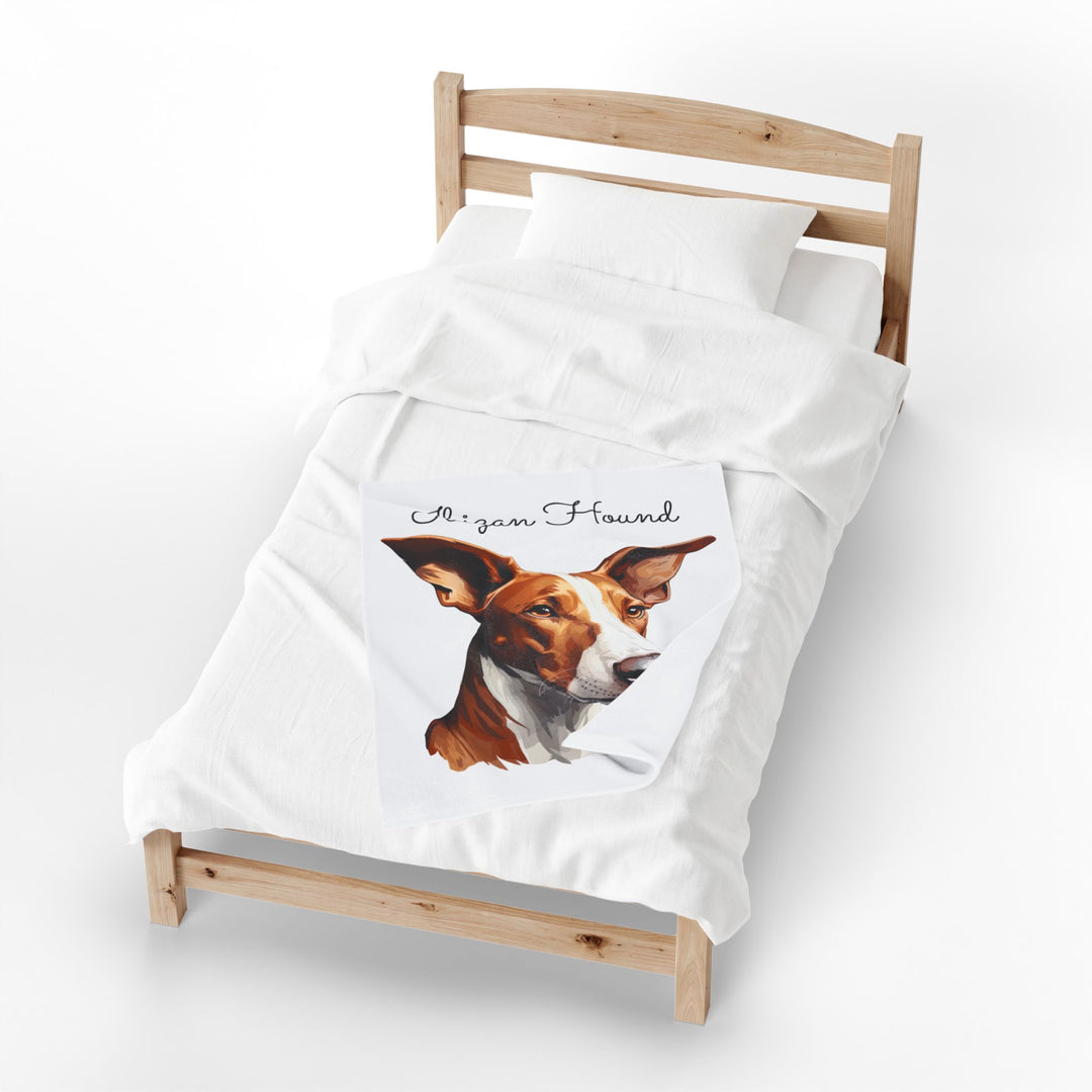 Ibizan Hound Portrait Velveteen Plush Blanket | Dog Lover Throw
