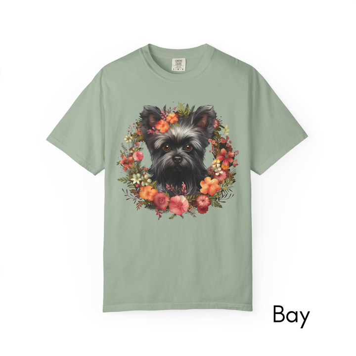 Affenpinscher Floral Wreath T-Shirt | Dog Portrait, Floral Circle