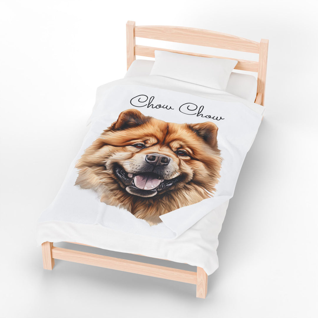 Chow Chow Velveteen Plush Blanket with White Background - 3 Sizes available cozy throw dog lover - Pet mom gift