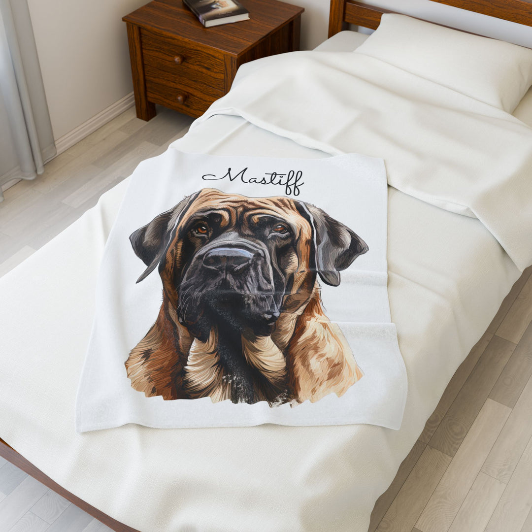 English Mastiff Velveteen Plush Blanket with White Background - 3 Sizes available cozy throw dog lover - Pet mom gift