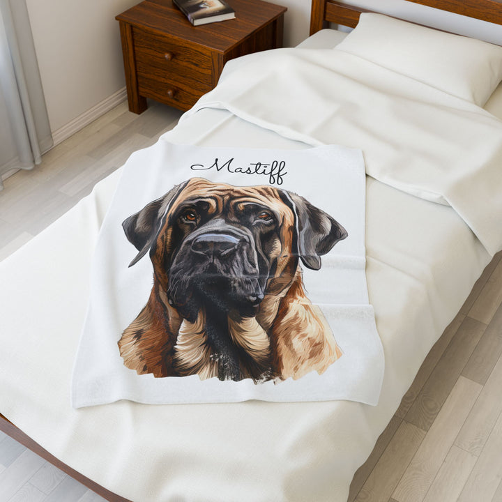 English Mastiff Velveteen Plush Blanket with White Background - 3 Sizes available cozy throw dog lover - Pet mom gift
