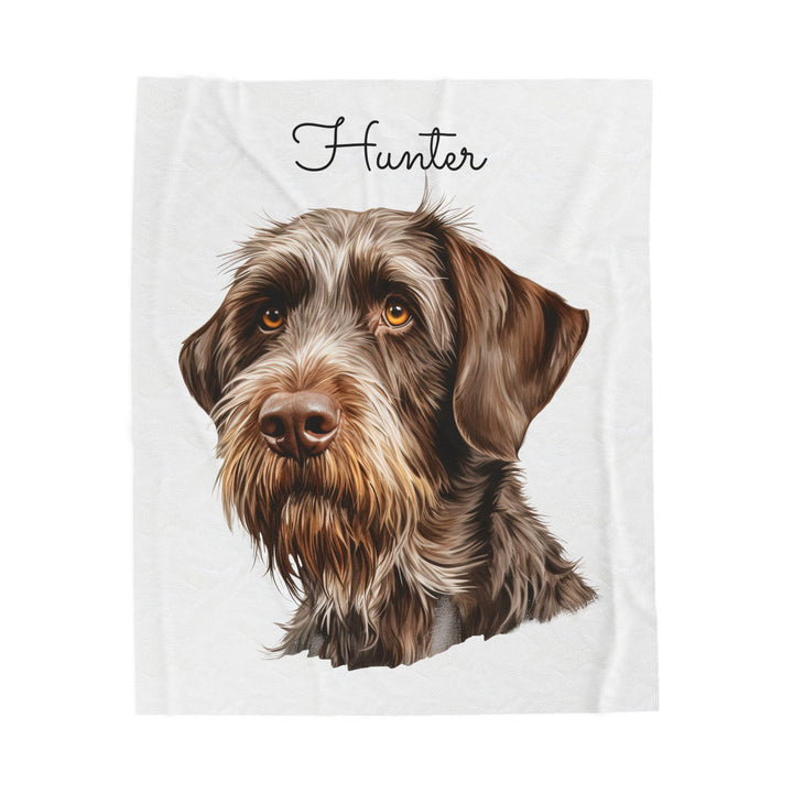 German Wirehaired Pointer Velveteen Plush Blanket with Custom Dog Name - 3 Sizes available cozy throw dog lover